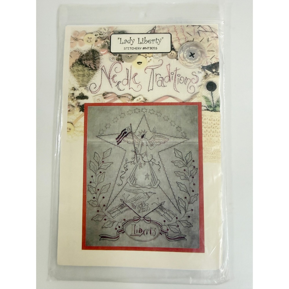 Needle Traditions Lady Liberty Stitchery Pattern 16x20 Redwork Angel NT305S
